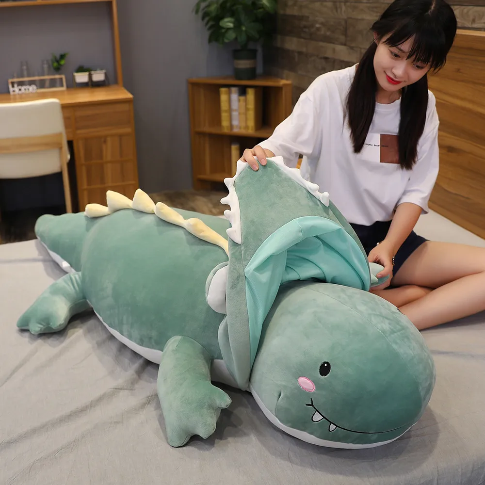 

100/120cm Cute Soft Cartoon Dragon Doll Sleep Pillow Birthday Gifts Giant Dinosaur Turn To Crocodile Animal Stuffed Plush Toys