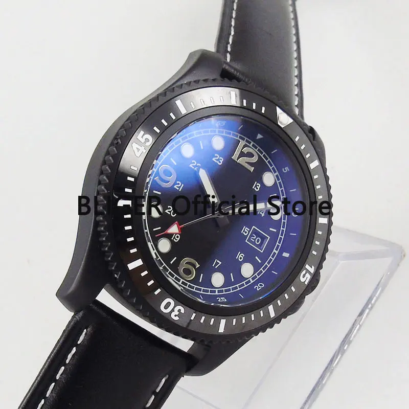 Роскошные мужские часы 44 мм черный стерильный циферблат керамический Безель