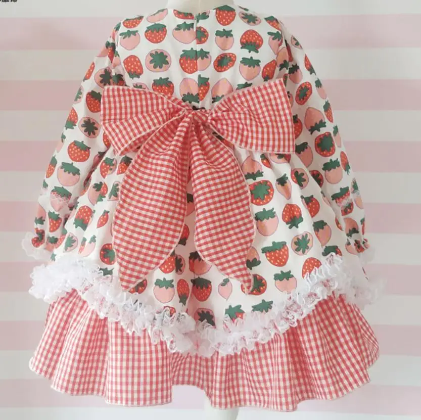 

baby girl vintage Spanish lolita princess dress kids strawberry mesh stitching ball gown birthday party dress