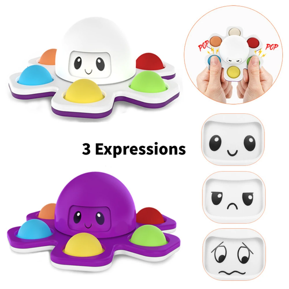 

Hot Octopus Push Bubble Fidget Toys Adults & Children Reliver Stress Keychain Anti-stress Face Shifter Sensory Toy Game