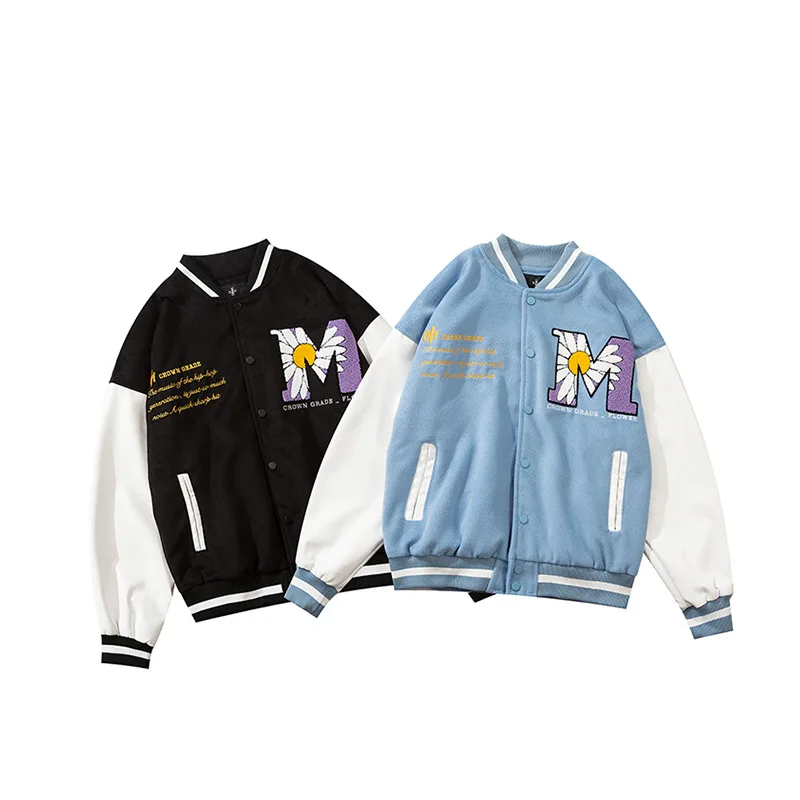 

Women's oversized jacket hip-hop street style men's bomber jacket baseball uniform embroidery design jacket women's simple style