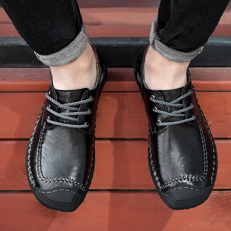 Оксфорды мужская обувь модная из натуральной кожи повседневные мужские лоферы