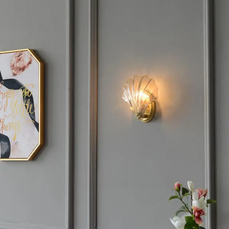 Скандинавский простой современный настенный светильник из раковины Медный