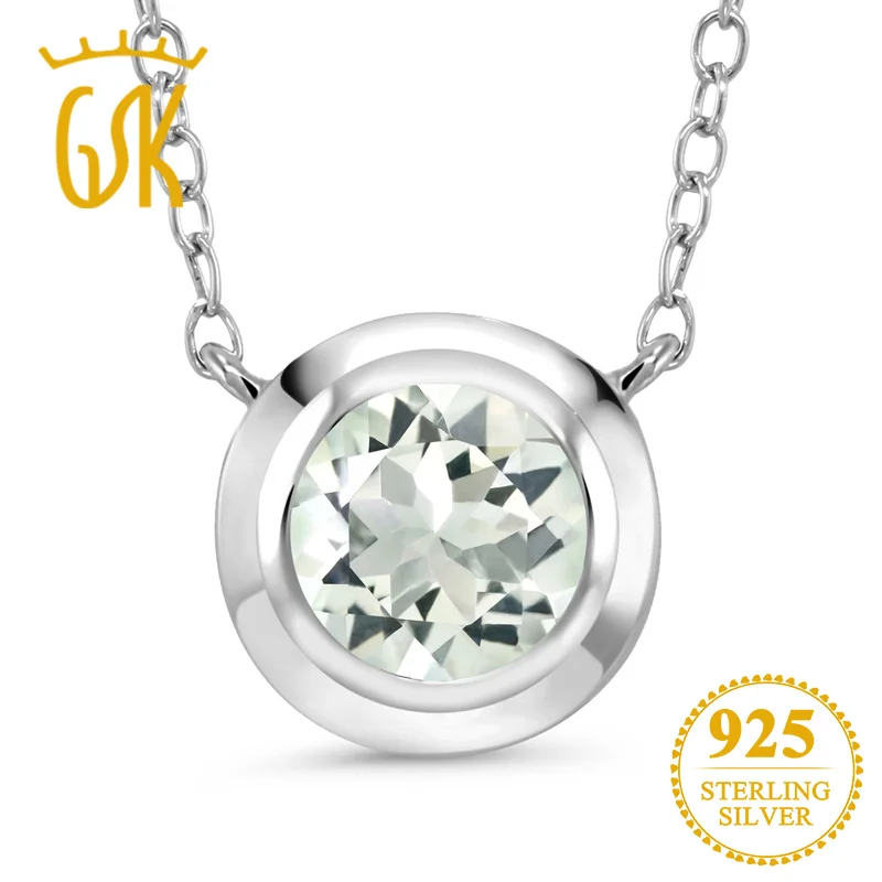 GemStoneKing 1 50 Ct круглая зеленая Подвеска из серебра 925 пробы с цепочкой для женщин