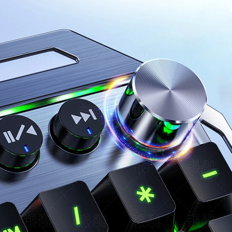 

104Keys USB 7 Color RGB Aluminum Alloy Esports Gaming Keyboard with Phone Stand