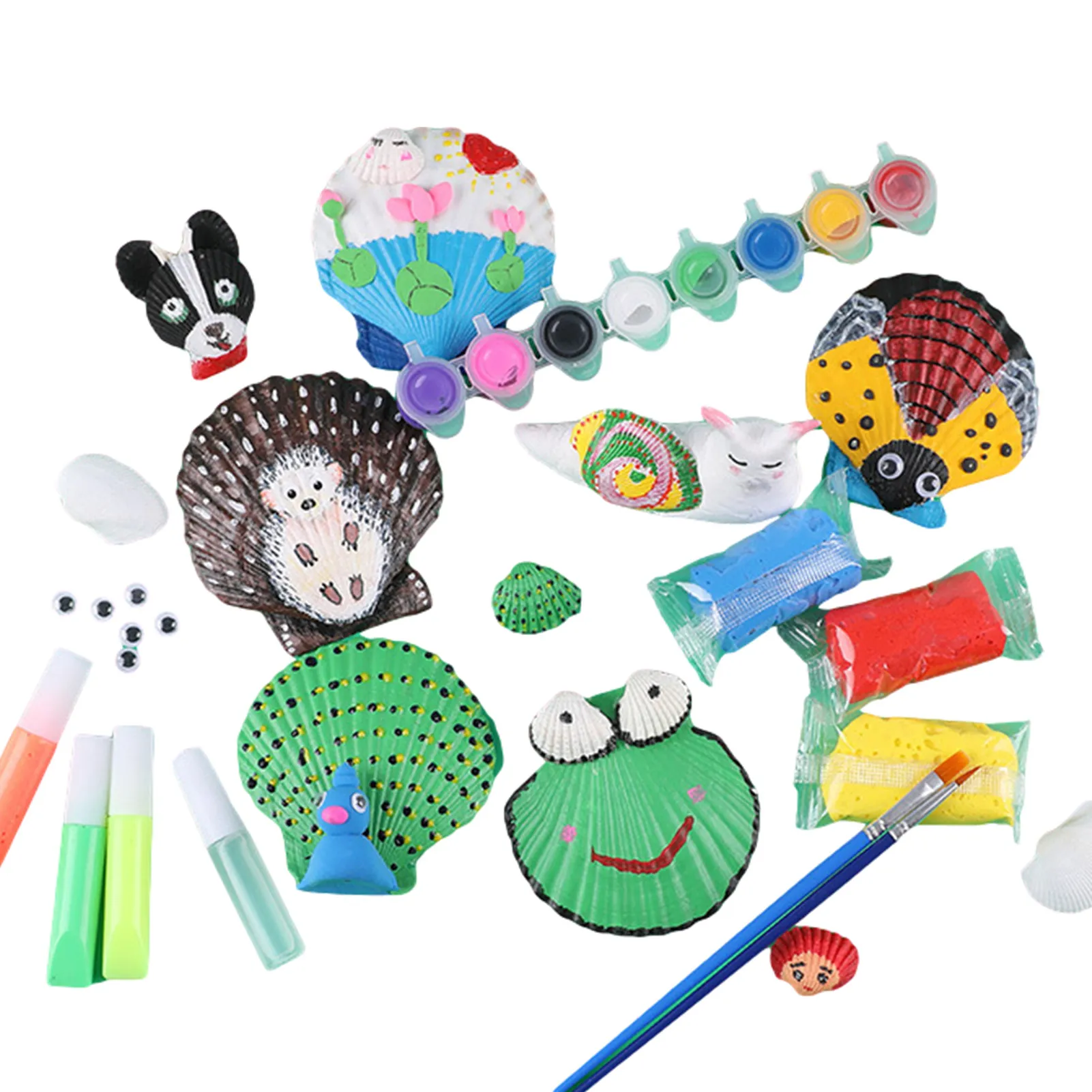 

Natural Innovative Shell Painting Kit DIY Graffiti Hand-painted Toy Art Craft Teaching Props Gifts For Children Spare Time