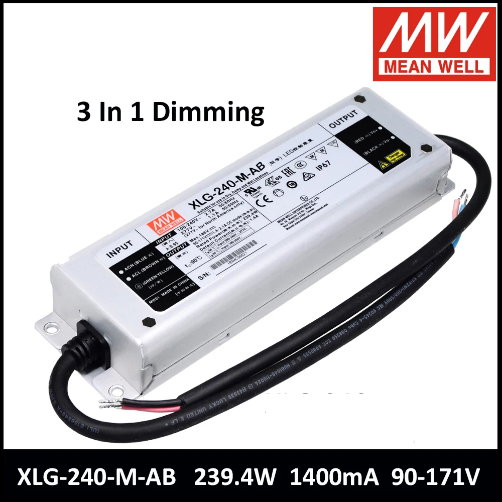 MEAN WELL Xlg-240-m-ab импульсный источник питания 1400 мА 90-171 В постоянного тока уличный