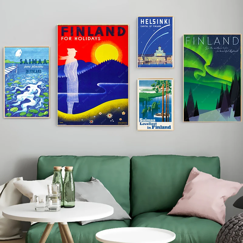 Скандинавская Финляндия Helsinki Aurora дорожные холщовые картины винтажные настенные