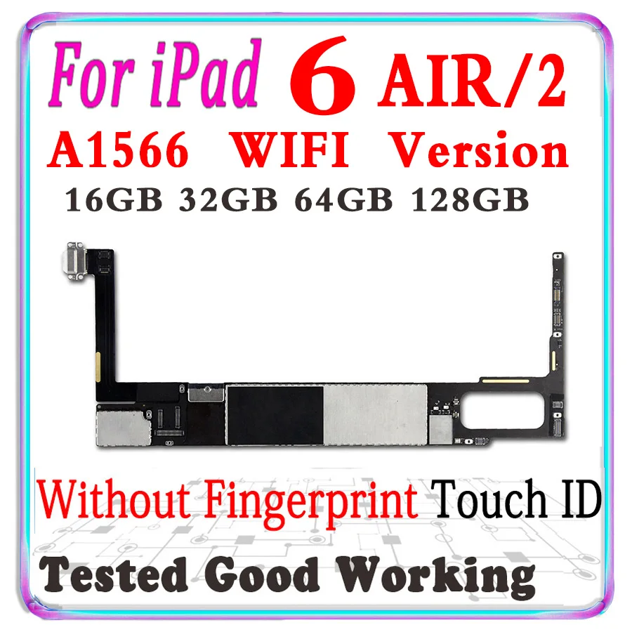 Оригинальная материнская плата для iPad 6 Air 2 версии A1566 с Touch ID 16 Гб 64 128 ГБ
