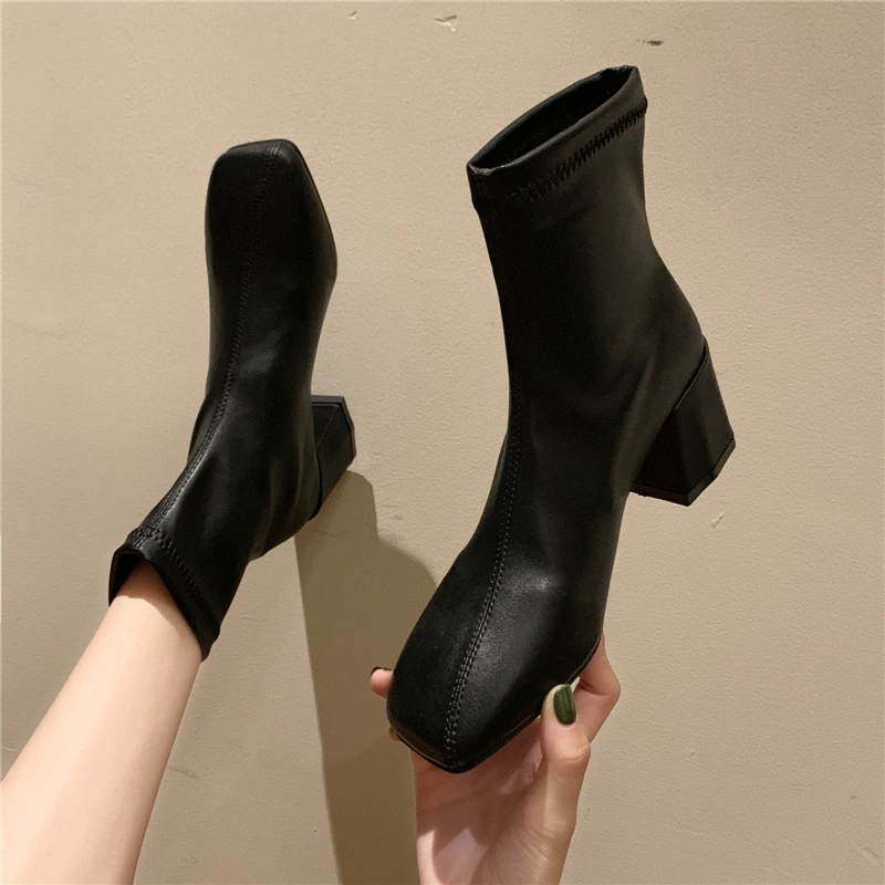 

Sexy Party High Heels Brand Design Pumps High Quality Ladies Shoes Autumn Female Heel Luxury Boots Women Shoes Soft Leather Bota