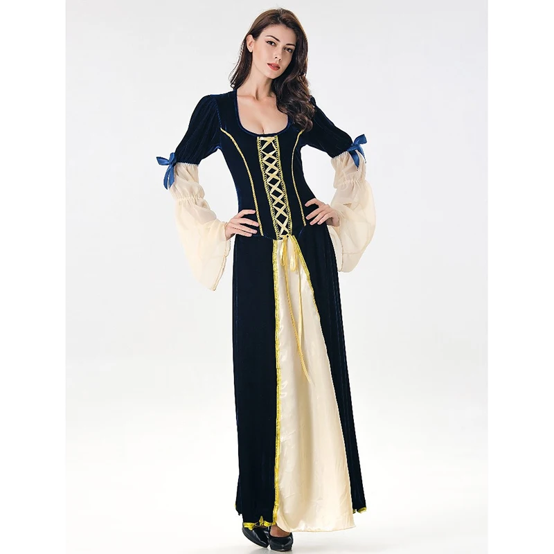 Halloween New Medieval Dress Cosplay Carnival Costume Queen Long Robe Disguise Palace Court Retro Noble Princess Woman Girls |