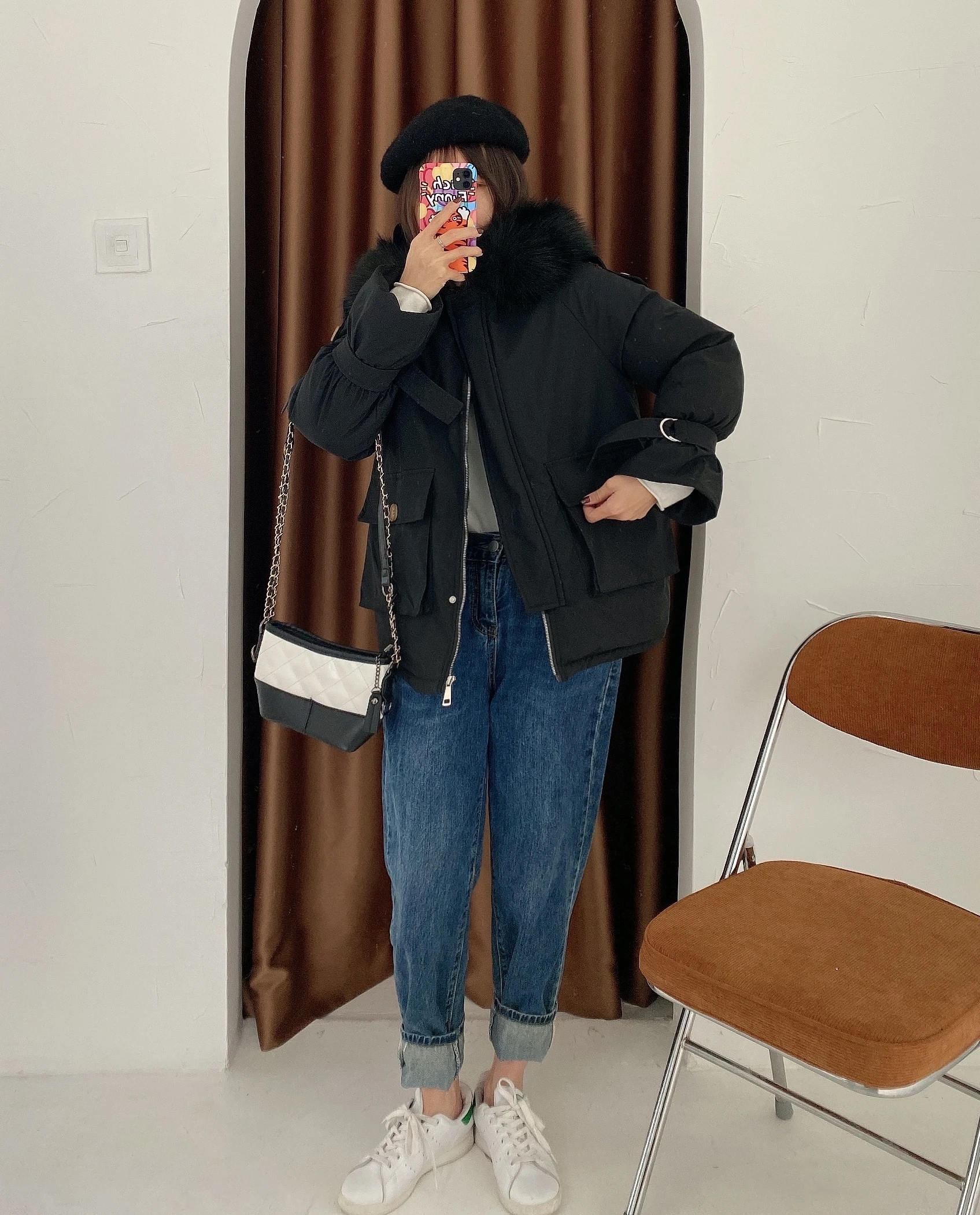 

2021 Winter Padded Jacket Women Za Black Thick Wool Tie Hat Down Jacket Fashion Pocket Lantern Sleeve Warm Padded Jacket