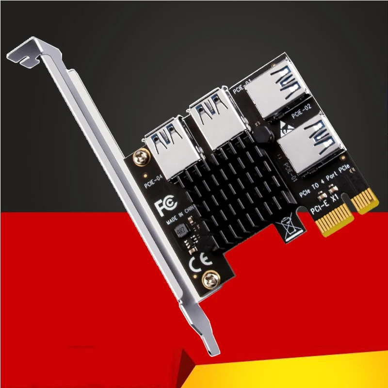 

PCIE 1 до 4 Райзер карта PCI-E 1X до 4 Райзер USB 3,0 5 Гб усилитель концентратор PCI Express X16 Райзер для видеокарты для майнинга BTC