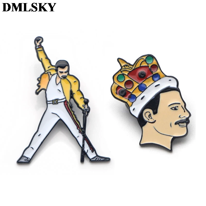 DMLSKY Фредди Меркурий крутые нагрудные булавки Эмаль Булавка Певица Рок Броши металлические значки на одежду шляпа и сумка вентиляторы подарки M1820