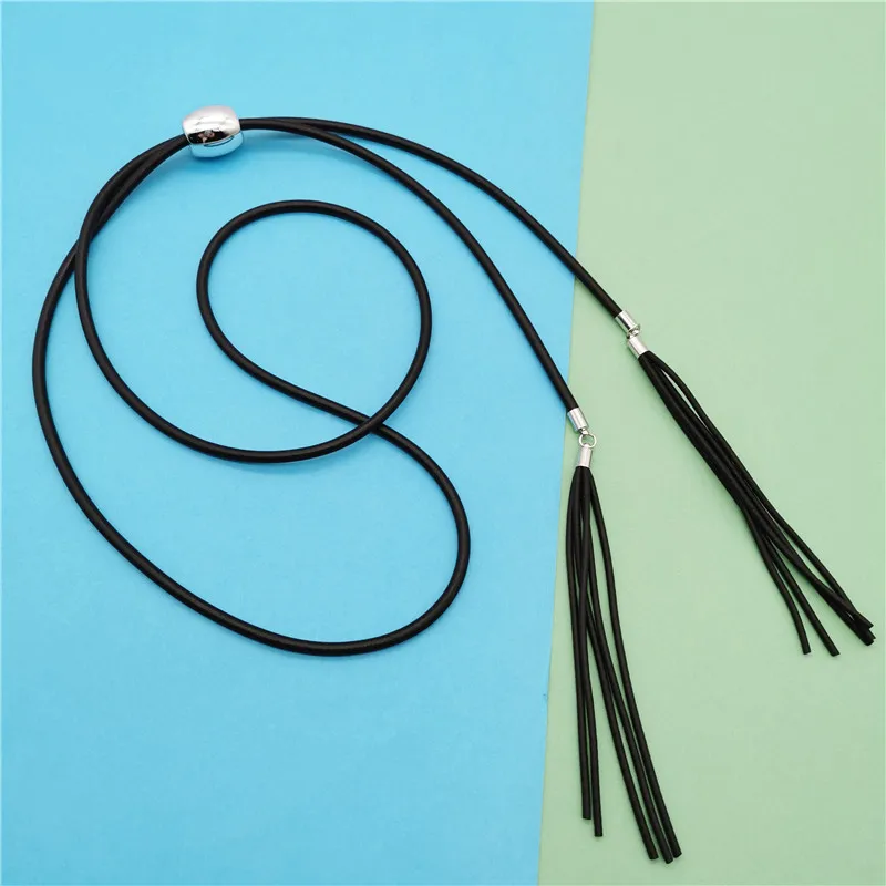 

Marliwoo New Long Tassel Necklace For Women Statement Pendant Necklaces Handmade Rubber Jewelry Adjustable Length Boho Jewellery