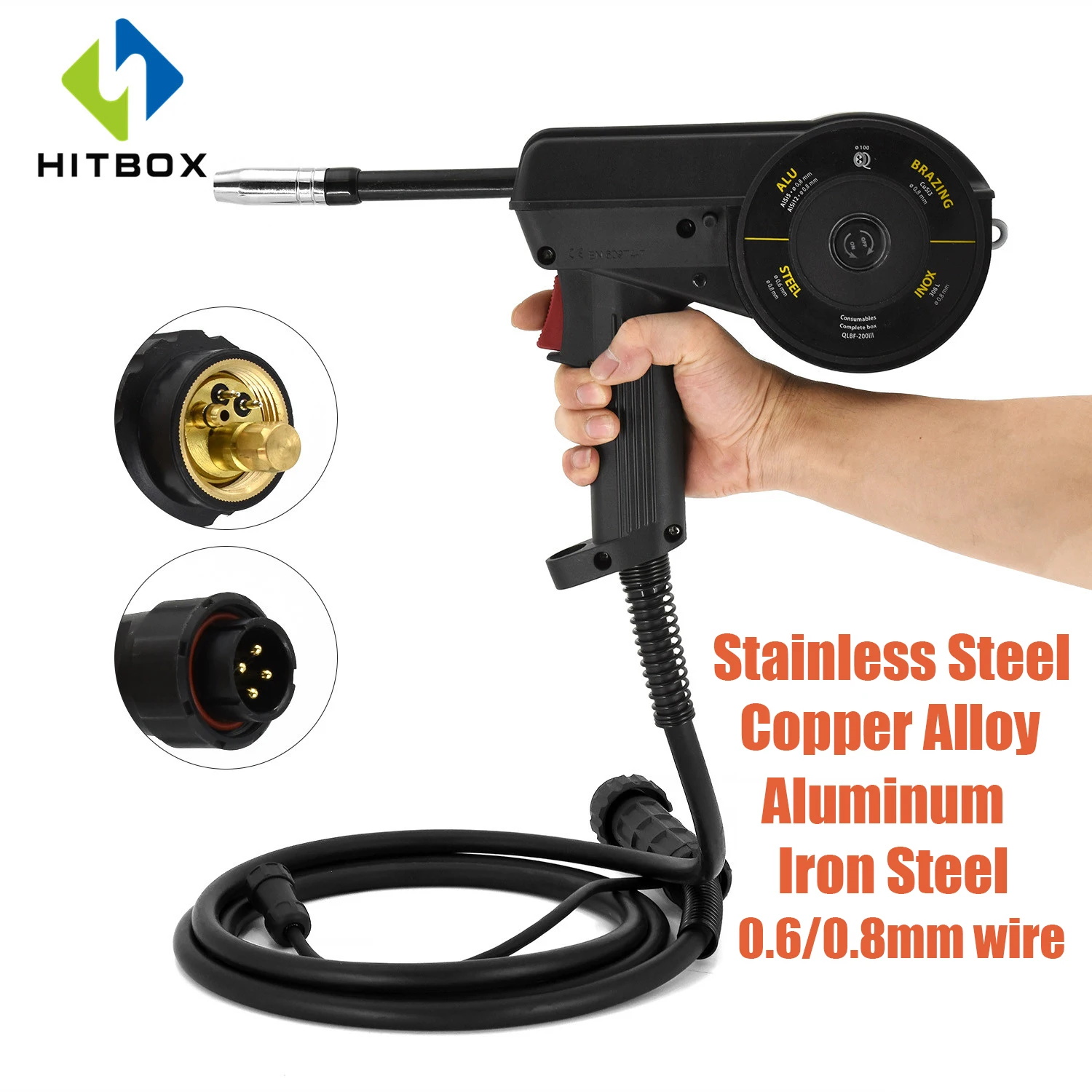 

HITBOX Spool Gun Mig Torch 3 Meters Aluminum Stainless Steel Iron Spool 4 Cores Adapter Torch For Professional Welder