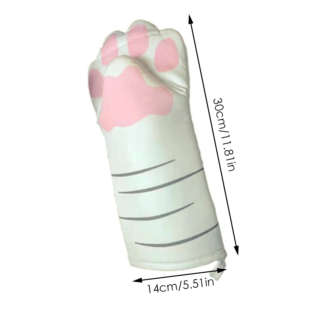 

3D Cat Paw Oven Mitts Long Sleeve Microwave Insulation Cotton Glove Heat Resistant Cartoon Animal Gloves Kitchen Baking Tool
