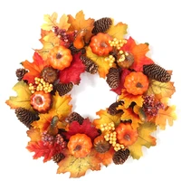 wreath artificial fall floral pumpkins berries decoration autumn harvest thanksgivings halloween indoor outdoor ornament