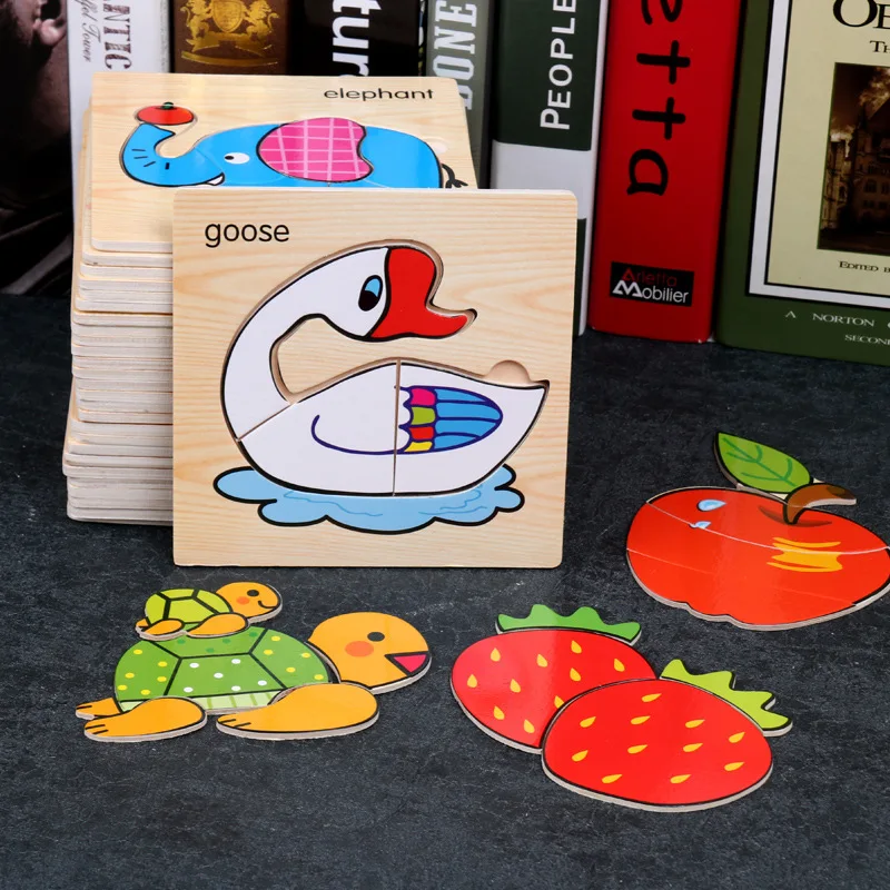 Детский 3D пазл деревянная игрушка Мультяшные животные пазлы развивающая для