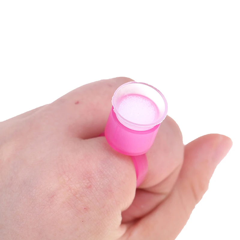 

100pcs Tattoo Ink Ring Cups Glue Cap with Sponge Microblading Pigment Cup Tattoo Tool Holder Permanent Makeup Accessories