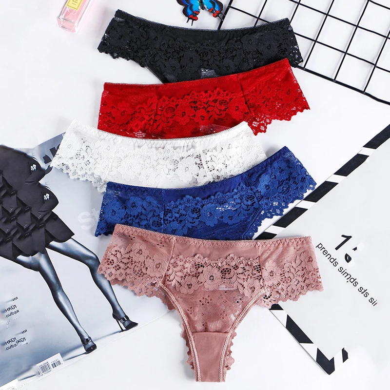

Richkeda Store New 2021 3pcs/lot Women's Sexy Panties Underwear Lace Thong Seamless Embroidery Lingerie Low-rise Temptation