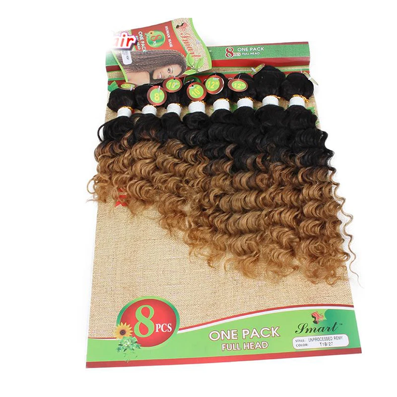 

8pcs per pack Full Head unprocessed kinky curly hair extensions jerry curly deep brazilian hair loose wave hair bundles