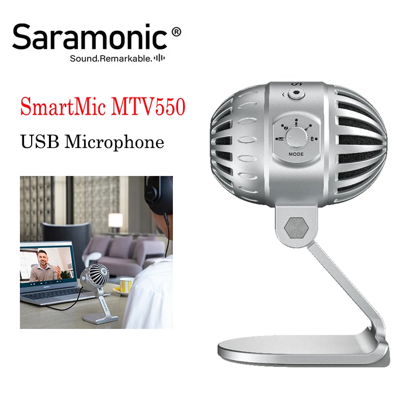 

Проводной USB-микрофон Saramonic SmartMic MTV550, микрофон для мониторинга в режиме реального времени, конденсатор для телефонов iPhone, Android и компьютеров