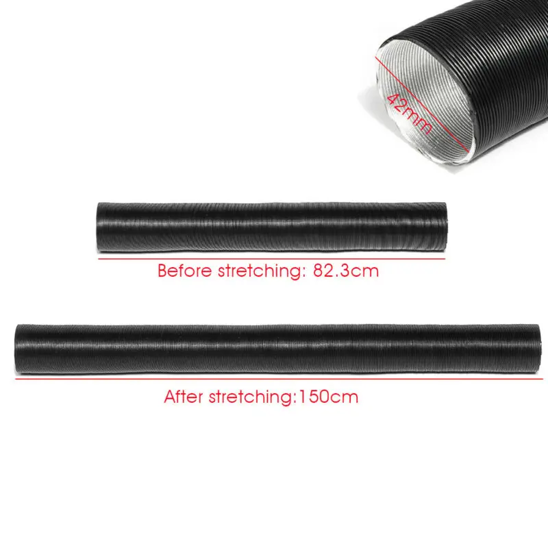 

Black Heater duct pipes 4x Accessory Aluminum Foil Ducting Hot Cold Air Conditioner