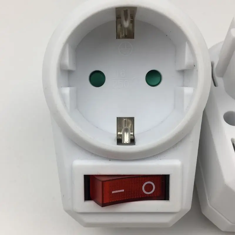 Европейская вилка преобразования 1 в адаптер питания с переключателем 16 А