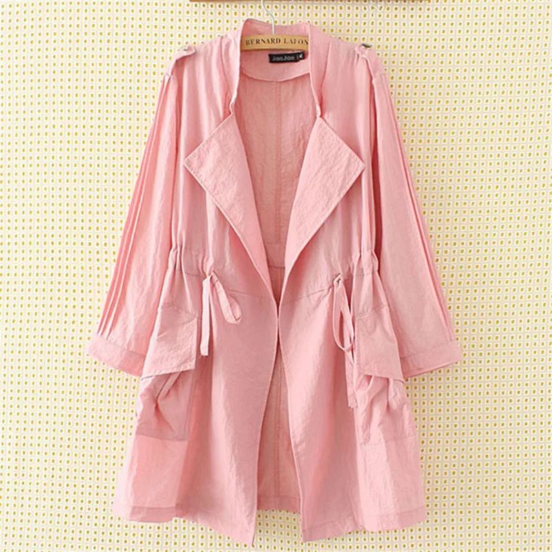 Women's Trench Coat 2019 New Spring Autumn Windbreaker Long Section Loose Casual Sun And Windproof Outwear Cardigan coat A71 | Женская