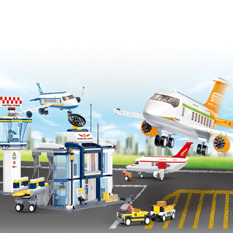 

463pcs City Plane Series International Airport Airbus Aircraft Airplane Building Blocks Sets Figures Bricks Toys Kids