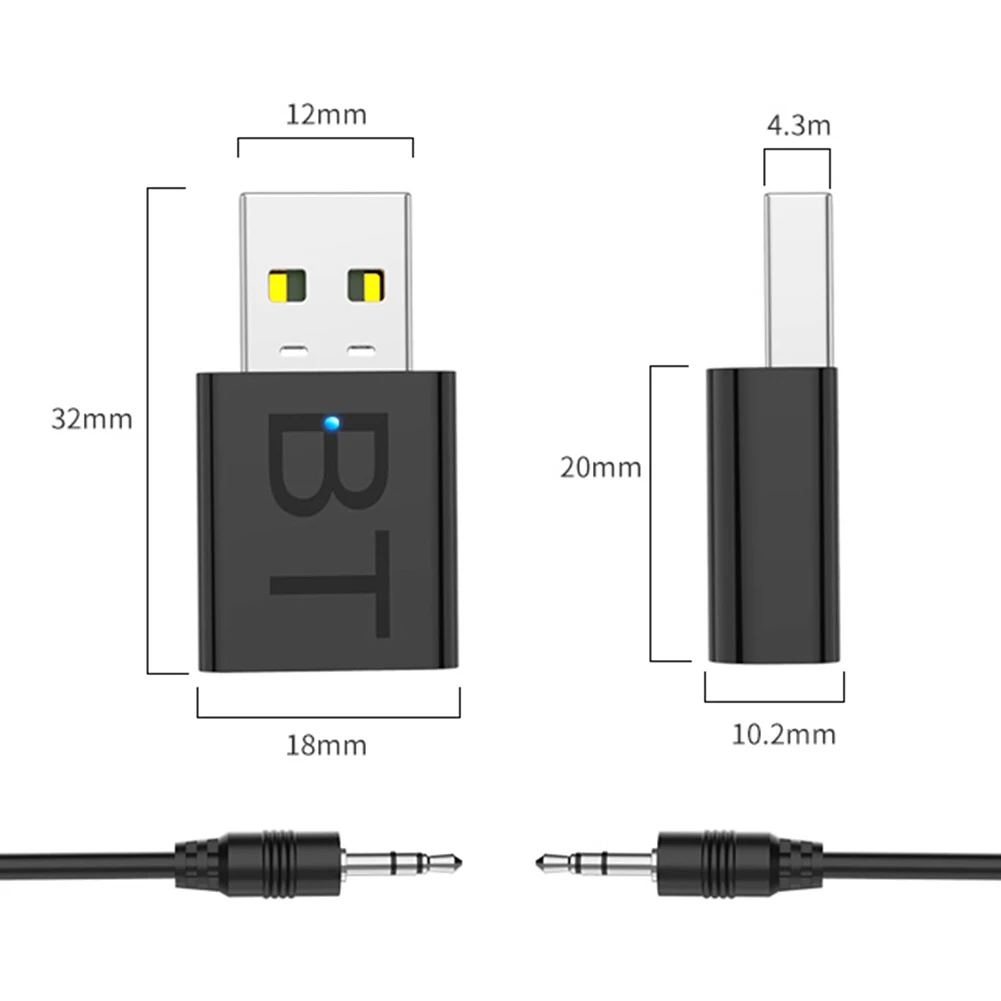 

VODOOL USB Bluetooth 5.0 Adapter Dongle for Speaker Laptop PC Headphone Car 2 in 1 Wireless AUX Audio Transmitter Receiver