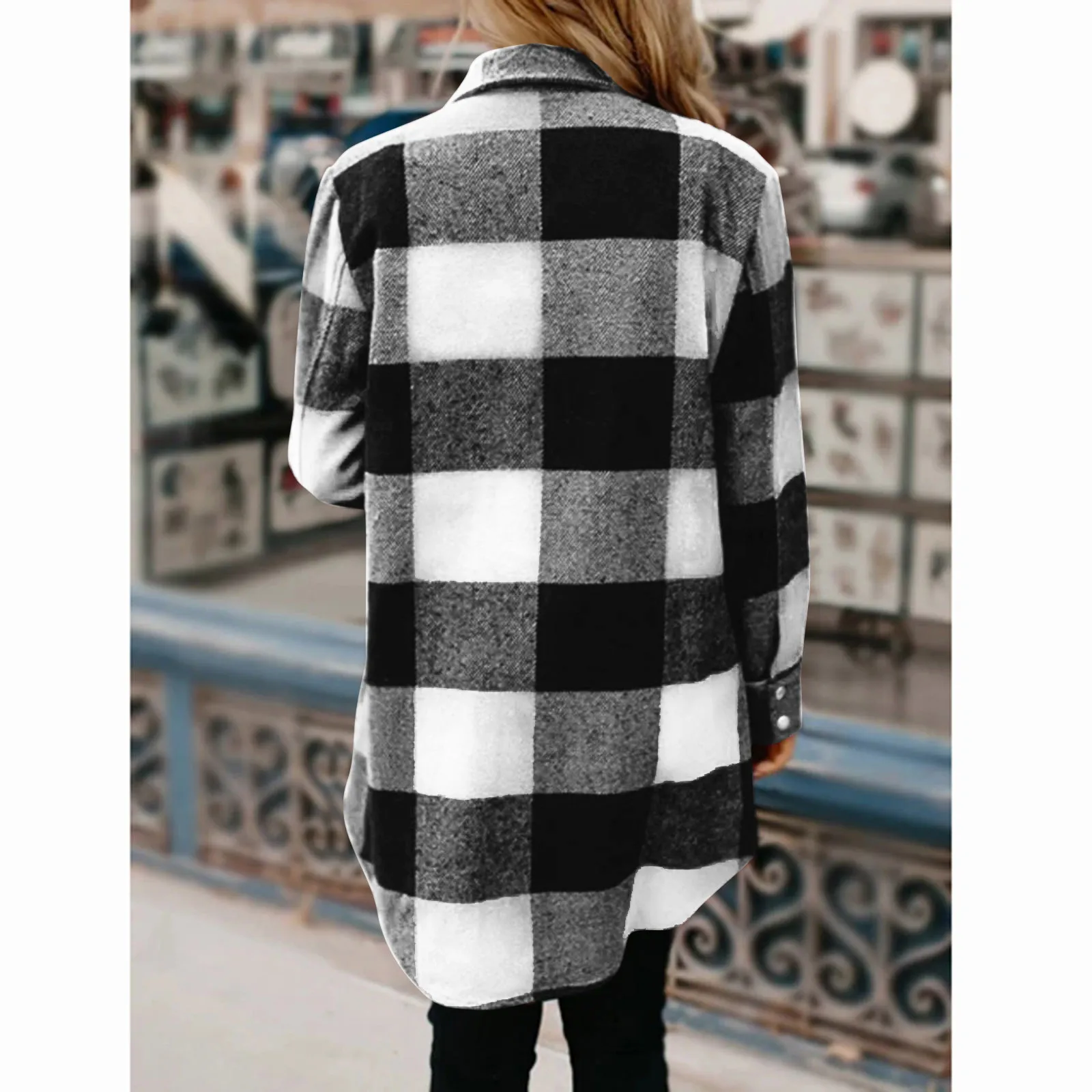 Осенняя клетчатая куртка Женская винтажная уличная одежда в клетку свободные