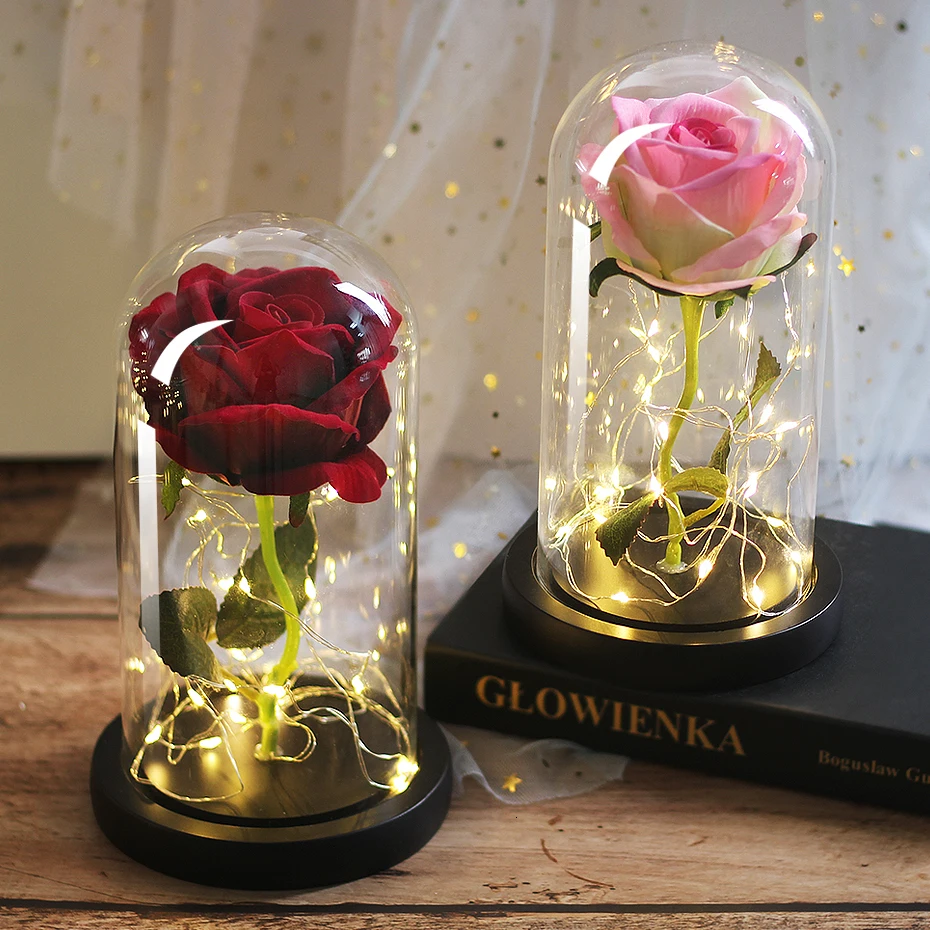 Immber Flora светящийся купол Красавица и Чудовище Роза светодиодный вечный Цветок День святого Валентина подарки на день рождения домашние вечерние Dekoration
