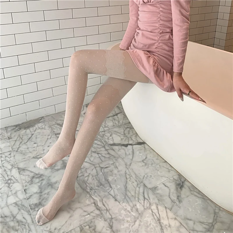 

Black Silk Stockings Lace Small Dot Leg Pantyhose Leggings