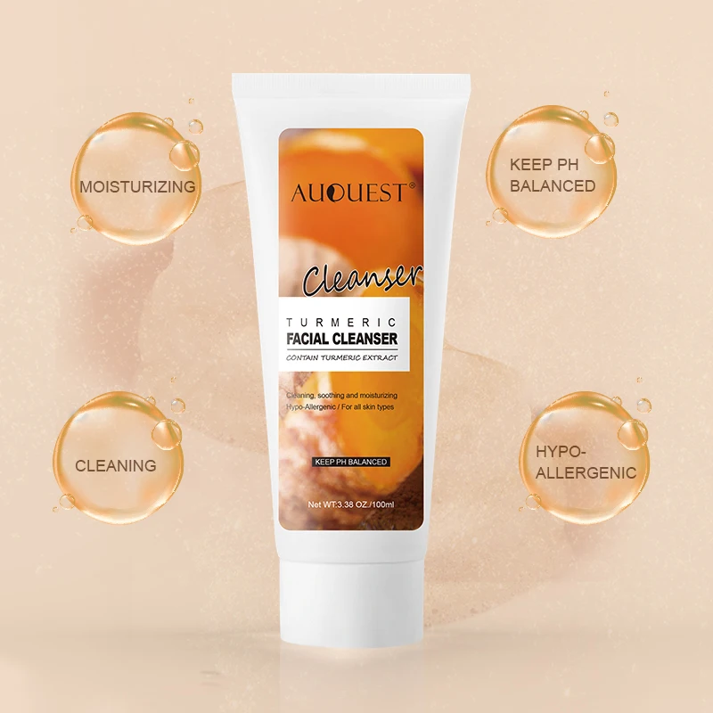 

100ml Turmeric Face Cleanser Facial Cleanser Whitening Moisturizing Oil Control Cleanser Remover Shrink Pores Face Skin Care