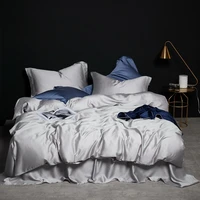 silver grey color premium tencel silk bedding set luxury queen king size summer duvet cover bed sheet set breathable ultra soft
