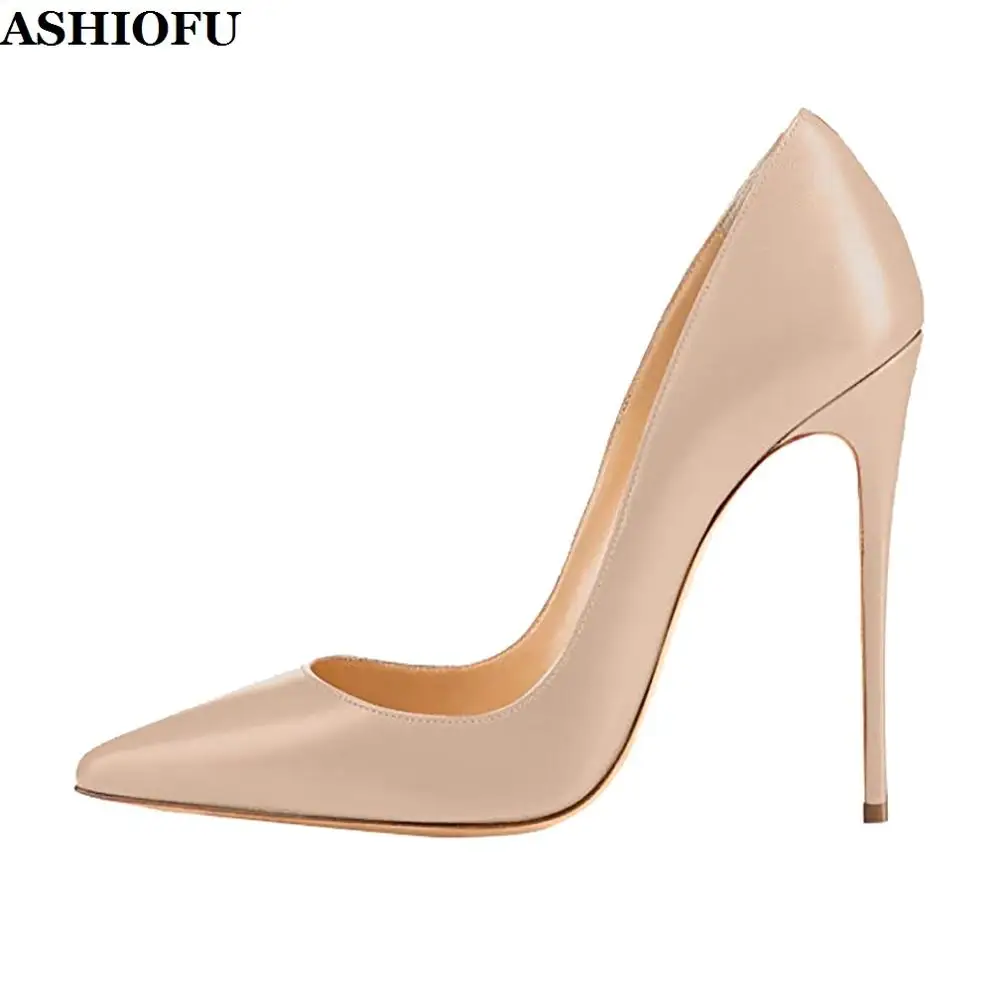 

ASHIOFU Handmade Women High Heel Pumps Office&Career Slip-on Dress Shoes Simple Style Party Prom Fashion Pumps Court Shoes