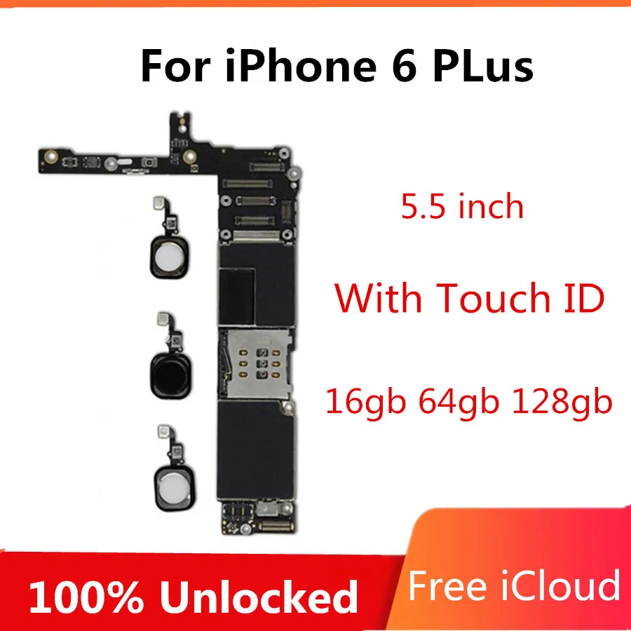100% оригинальная разблокированная материнская плата для iphone 6 Plus 5 дюймов с/без Touch