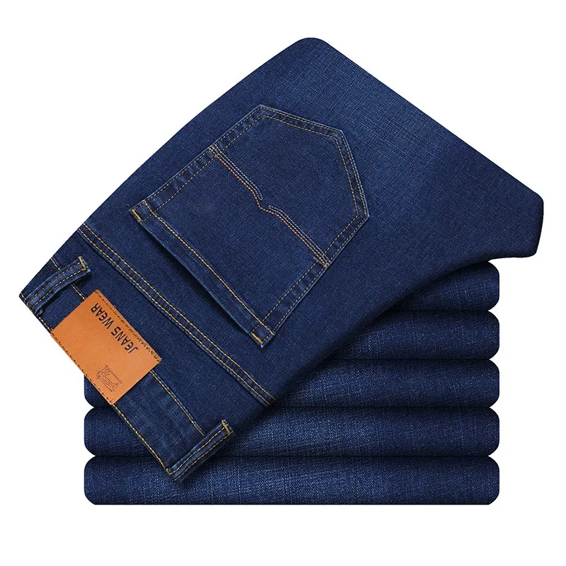 

Brand 20211 New Men's Fashion Jeans Business Casual Stretch Slim Jeans Classic Trousers Denim Pants Male Black Blue