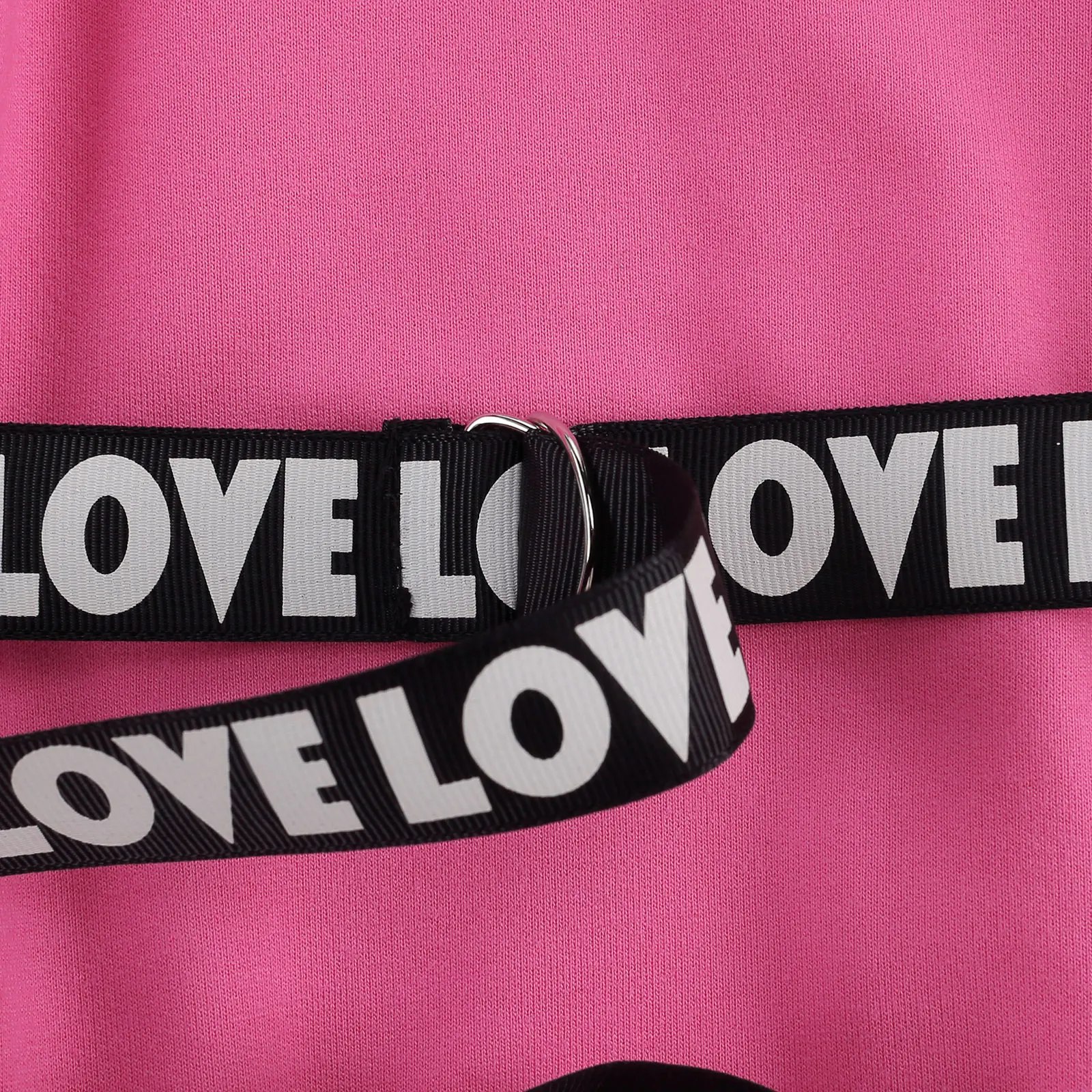 Платье-свитшот для девочек однотонный пуловер с длинным рукавом и пояс надписью