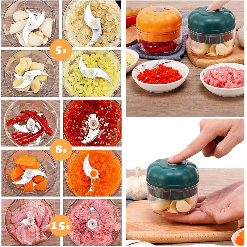 

Mini Garlic Foods Chopper Electric Cordless Masher,Garlic Onion Chili Veggies Portable Small Kitchen Masher 100ML