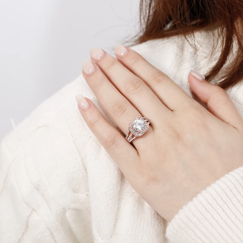 

MFY Unique Trendy Style Rose Gold Color Crystal Square Rings For Women Multilayer Ring For Party Jewelry Accessories
