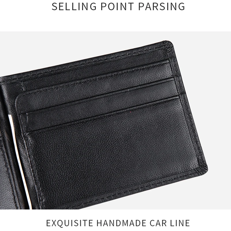 

2021 New Luxury Men Wallrt Fashion Short Sheepskin Genuine Leather Money Clip Multifunction Business Wild Designer Male Purse