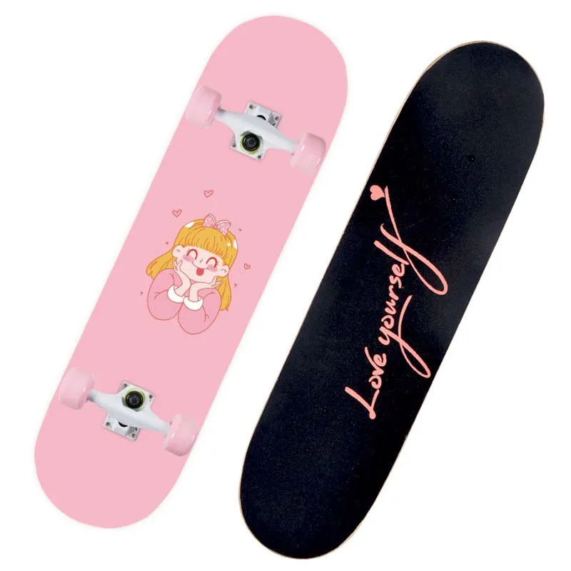 New Pink Series Hot 80 * 21CM Skateboard Double Vertical Four Wheel Deck Bamboo Enny Board Long | Спорт и развлечения