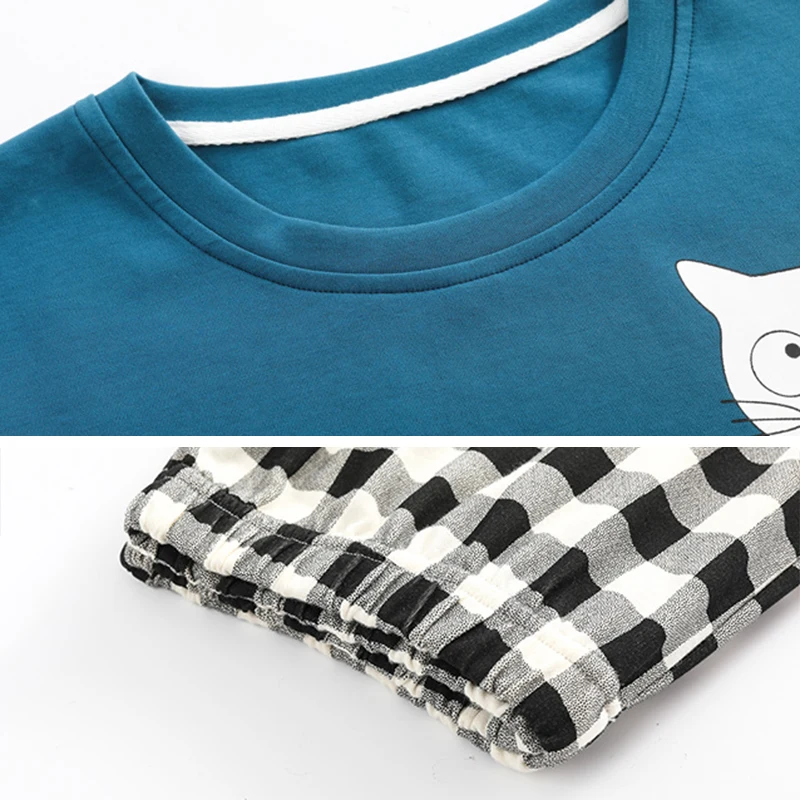 

Women Pajama Sets Autumn Long Sleeve Printed Sleepwear Soft Cotton Breathable Female Loose 3XL Large Size Pajamas Leisure Sweet