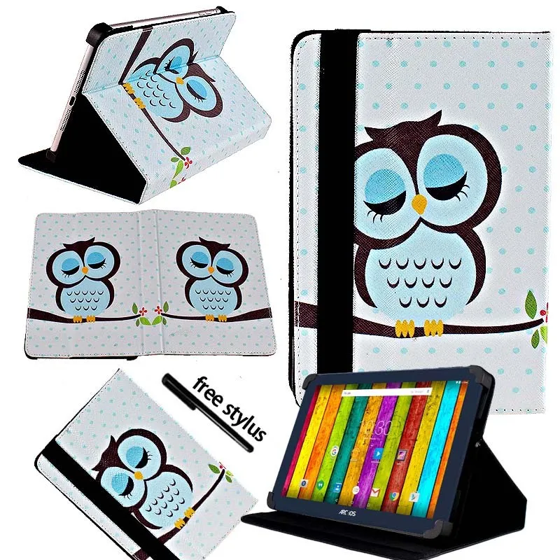 Sleeping Owl KK&LL кожаный чехол-книжка для планшета+ Бесплатный стилус для ARCHOS 101e 101f Neon 10 дюймов - Цвет: Sleeping Owl