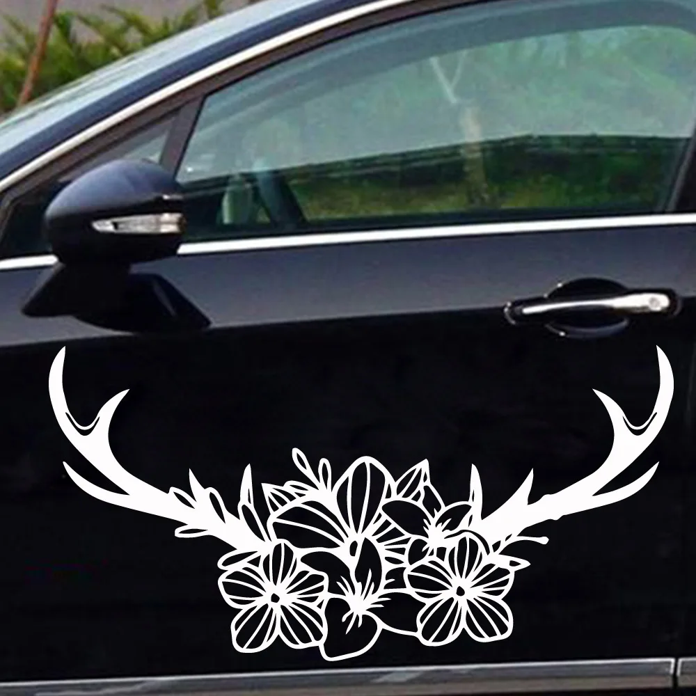 

Lovely Deer Flowers Car Sticker For Auto Car Motorcycle Stickers Body Antlers Flowers Auto Decals Styling Accessories