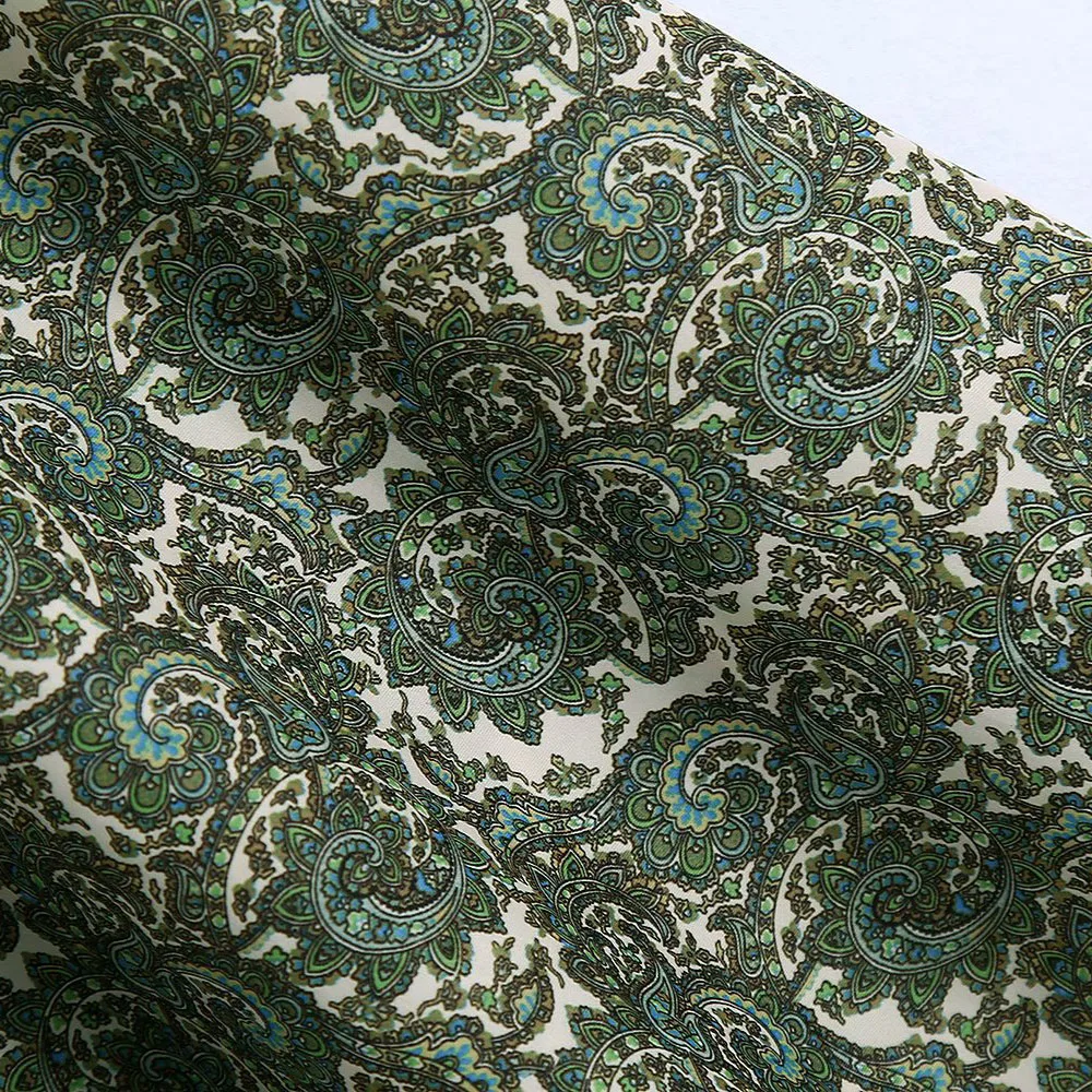 

ZREDARA 2021 summer fashion American and French temperament elegant temperament printed lace up retro design skirt