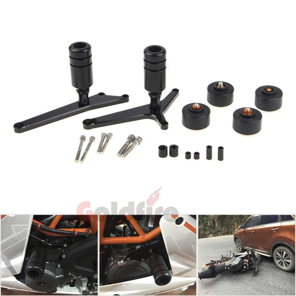 

4Pcs Front & Rear Fork Wheels Frame Slider Engine Protector Guard Crash Protectors Compatible for KTM RC390 Duke